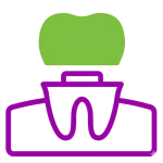 ikonica za ilustraciju postavke zubne krunice na korijen zuba